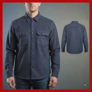 Knightsbridge‎ Shirt Mens L Blue Textured Long Sleeve Button Up Pockets Casual